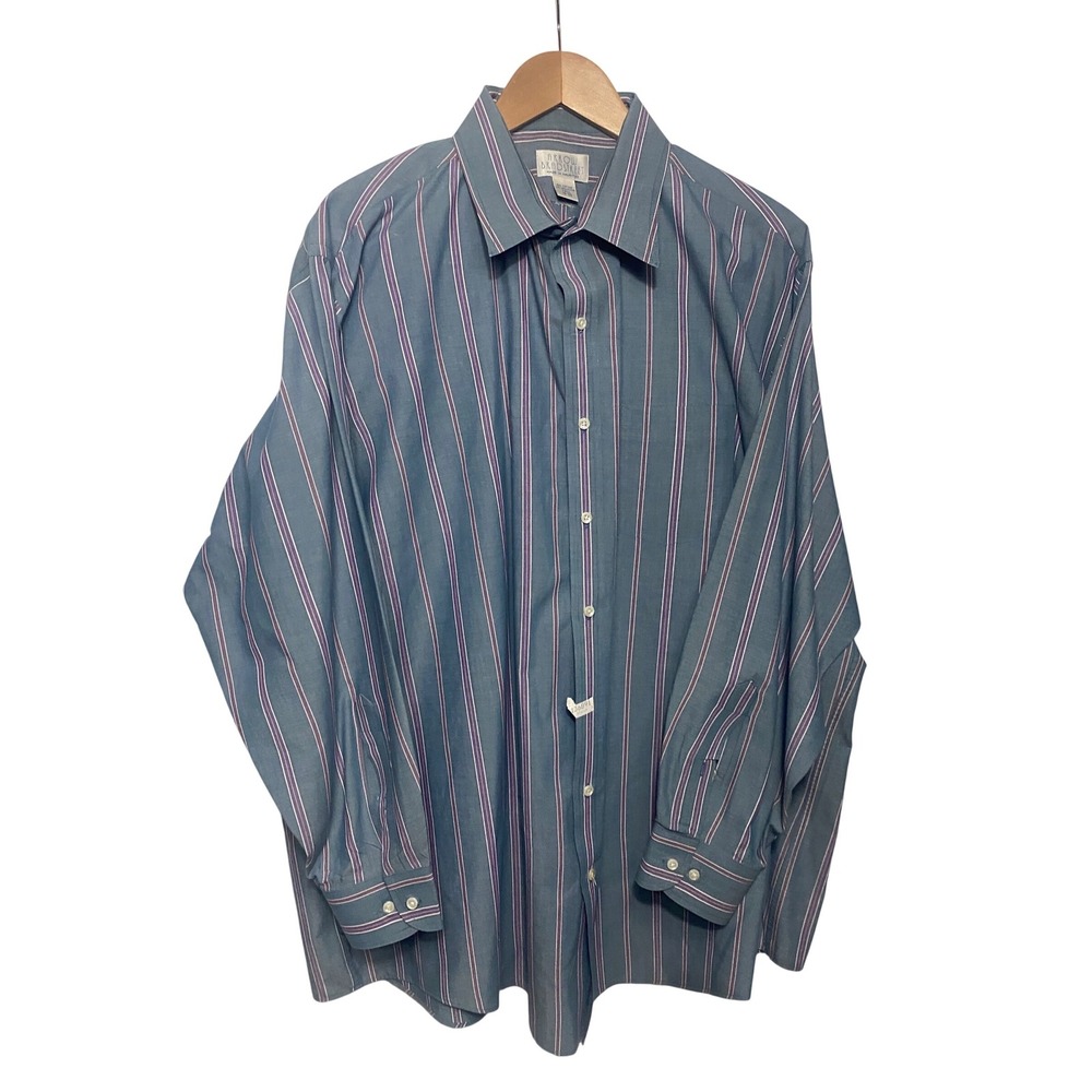 Arrow Bradstreet  Tall 19-35 Blue Purple Striped Button Down Shirt Cotton Mix